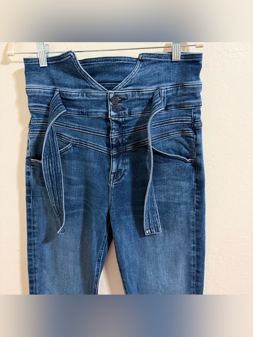 MOTHER The Triple Stack Insider Ankle Jeans Chick‎ Flick High Rise Tie Belt 28 - Picture 4 of 16